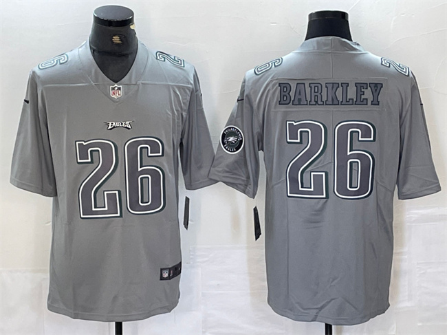 Men's Philadelphia Eagles #26 Saquon Barkley Gray With Patch Atmosphere Fashion Football Stitched Jersey